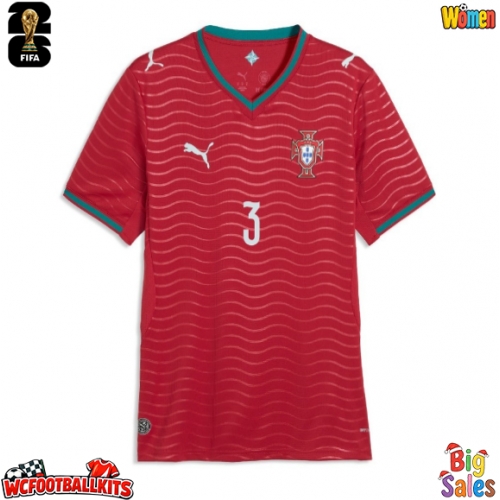 Portugal Ruben Dias #3 Replica Home Stadium Shirt for Women World Cup 2026 Short Sleeve